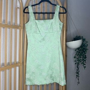 Pastel Green Floral BeBe Mini Dress
